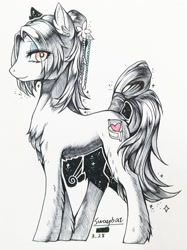 Size: 957x1280 | Tagged: safe, artist:swaybat, imported from derpibooru, oc, oc only, pony, chest fluff, female, looking at you, mare, solo, traditional art
