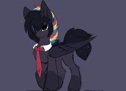 Size: 1280x920 | Tagged: safe, artist:little-sketches, artist:php146, imported from derpibooru, oc, oc only, oc:masashi, pegasus, pony, alternate design, blue background, eye clipping through hair, male, necktie, race swap, simple background, solo, stallion