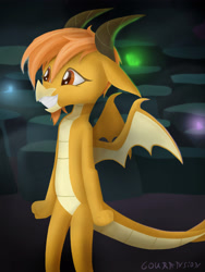 Size: 3000x4000 | Tagged: source needed, safe, artist:foxpit, artist:gouransion, imported from derpibooru, ocellus, changeling, dragon, uprooted, cute, diaocelles, disguise, disguised changeling, dragon ocellus, dragonellus, dragoness, female, floppy ears, scene interpretation, solo