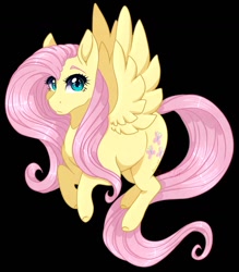 Size: 1176x1344 | Tagged: safe, artist:lunawolf28, artist:luuny-luna, imported from derpibooru, fluttershy, pegasus, pony, black background, female, simple background, solo