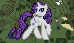 Size: 1440x837 | Tagged: safe, artist:tylersdelirious, imported from derpibooru, rarity, pony, female, game screencap, minecraft, minecraft pixel art, pixel art, solo