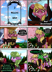 Size: 2344x3200 | Tagged: safe, artist:brainiac, derpibooru exclusive, imported from derpibooru, daisy, flower wishes, lily, lily valley, comic:a single crystal rose, clothes, collar, comic, engagement ring, female, frog (hoof), implied lesbian, implied roseluck, lesbian, text, underhoof