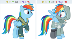 Size: 461x249 | Tagged: safe, imported from derpibooru, rainbow dash, pony, clothes, double rainbow, jacket, leather jacket, rainbow rogue