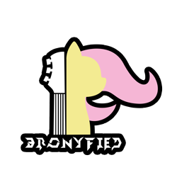 Size: 5000x5000 | Tagged: safe, artist:phantombadger, imported from derpibooru, fluttershy, pegasus, pony, artifact, bronyfied, female, guitar, logo, mare, musical instrument, simple background, solo, text, transparent background