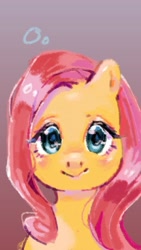 Size: 540x960 | Tagged: safe, artist:pinna_chu, imported from derpibooru, fluttershy, pony, blushing, bust, cute, female, gradient background, looking at you, mare, portrait, smiling, solo