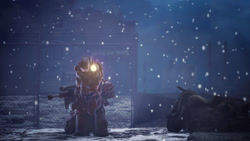 Size: 1280x720 | Tagged: safe, artist:freasaloz, imported from derpibooru, oc, oc only, oc:steelhooves, pony, fallout equestria, 3d, armor, power armor, snow, solo, source filmmaker, steel ranger, steel rangers