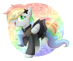 Size: 1868x1552 | Tagged: safe, artist:meimisuki, artist:sugaryicecreammlp, imported from derpibooru, oc, oc only, oc:blazer, pegasus, pony, base used, clothes, female, mare, rainbow hair, solo