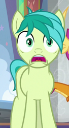 Size: 238x438 | Tagged: safe, imported from derpibooru, screencap, sandbar, smolder, earth pony, pony, uprooted, faic, gasping, male, offscreen character, shocked, shocked expression