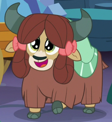 Size: 447x485 | Tagged: safe, imported from derpibooru, screencap, yona, yak, uprooted, bow, cloven hooves, cropped, cute, female, hair bow, monkey swings, solo, yonadorable