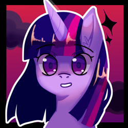 Size: 1280x1280 | Tagged: safe, artist:nocturne1113, imported from derpibooru, twilight sparkle, pony, bust, cloud, cute, ear fluff, female, gradient background, mare, portrait, solo, twiabetes