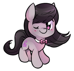 Size: 840x814 | Tagged: safe, artist:pekou, imported from derpibooru, octavia melody, earth pony, pony, blushing, bowtie, chibi, cute, female, mare, one eye closed, simple background, solo, tavibetes, transparent background, wink