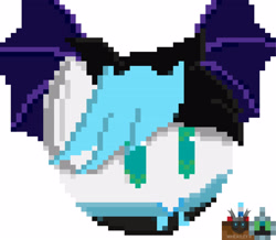 Size: 2931x2550 | Tagged: safe, artist:wheatley r.h., imported from derpibooru, oc, oc only, oc:sturdy diablo, bat pony, bat pony oc, bat wings, cake, clothes, food, green eyes, male, pixel art, simple background, solo, stallion, vector, watermark, white background, wings