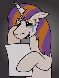 Size: 1336x1781 | Tagged: safe, artist:kindheart525, imported from derpibooru, oc, oc only, oc:diamond mine, pony, unicorn, kindverse, bloodshot eyes, crying, offspring, parent:button mash, parent:sweetie belle, parents:sweetiemash, solo