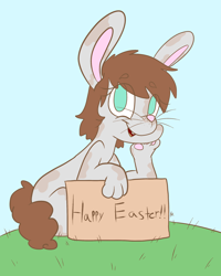 Size: 2000x2500 | Tagged: safe, artist:katyusha, imported from derpibooru, pony, rabbit, bunny ears, cute, easter, easter bunny, female, holiday, paws, solo