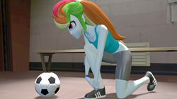 Size: 3840x2160 | Tagged: safe, artist:renaclock, imported from derpibooru, rainbow dash, equestria girls, 3840x2160, 3d, 4k, athletic, clothes, midriff, source filmmaker, tanktop, wallpaper