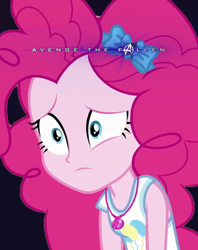 Size: 680x859 | Tagged: safe, derpibooru exclusive, edit, editor:biggernate91, imported from derpibooru, part of a set, pinkie pie, equestria girls, equestria girls series, avenge the fallen, avengers: endgame, geode of sugar bombs, magical geodes, poster