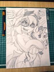 Size: 1536x2048 | Tagged: safe, artist:canvymamamoo, imported from derpibooru, sunset shimmer, oc, oc:canvy, pegasus, pony, semi-anthro, unicorn, female, lineart, plushie, traditional art