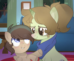 Size: 1024x853 | Tagged: safe, artist:foxysparkle, artist:lazuli, artist:mint-light, imported from derpibooru, oc, oc only, oc:blue thunder, oc:margaret, pegasus, pony, unicorn, base used, female, filly, mare