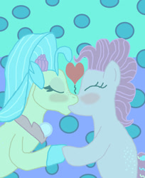 Size: 1300x1593 | Tagged: safe, artist:bigpurplemuppet99, imported from derpibooru, pinkie pie, princess skystar, seapony (g4), blushing, eyes closed, female, kissing, lesbian, seaponified, seapony pinkie pie, shipping, skypie, species swap, underwater