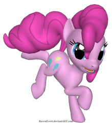 Size: 1050x1200 | Tagged: safe, artist:ravenevert, imported from derpibooru, pinkie pie, pony, pony creator, 3d, female, ponylumen, simple background, solo, transparent background