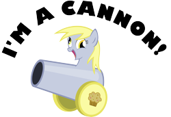 Size: 4000x2738 | Tagged: safe, artist:kalleflaxx, imported from derpibooru, derpy hooves, pegasus, pony, cannon, cute, derp, derpabetes, female, food, inanimate tf, mare, muffin, objectification, open mouth, party cannon, silly, silly pony, simple background, smiling, solo, transformation, transparent background, wat