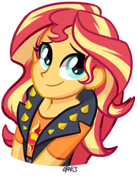 Size: 547x700 | Tagged: safe, artist:vampireselene13, imported from derpibooru, sunset shimmer, human, equestria girls, equestria girls series, bust, clothes, cute, female, shimmerbetes, simple background, smiling, solo, transparent background