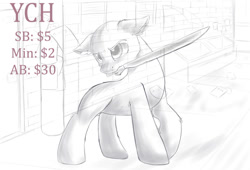 Size: 1024x696 | Tagged: safe, artist:avery-valentine, imported from derpibooru, oc, oc only, pony, mouth hold, solo, sword, weapon