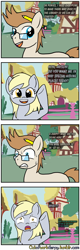 Size: 1280x4000 | Tagged: safe, artist:outofworkderpy, imported from derpibooru, derpy hooves, ditzy doo, oc, oc:jayson thiessen, pegasus, pony, unicorn, comic:out of work derpy, comic, duo, female, implied bon bon, implied lyra, male, mare, outofworkderpy, ponyville, salute, stallion, sweat, tumblr, tumblr comic