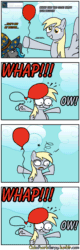 Size: 1280x4000 | Tagged: safe, artist:outofworkderpy, imported from derpibooru, derpy hooves, ditzy doo, oc, oc:kiri, pegasus, pony, comic:out of work derpy, abuse, animated, balloon, billy's balloon, comic, derpybuse, dizzy, don hertzfeldt, duo, duo female, evil, female, gif, hat, hitting, mare, outofworkderpy, reference, teary eyes, tumblr, tumblr comic