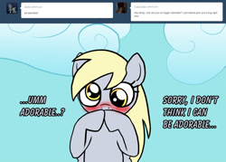 Size: 1280x914 | Tagged: safe, artist:outofworkderpy, imported from derpibooru, derpy hooves, ditzy doo, pegasus, pony, comic:out of work derpy, blushing, comic, female, hooves on mouth, looking at you, mare, outofworkderpy, solo, tumblr, tumblr comic