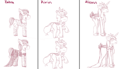 Size: 1984x1120 | Tagged: safe, artist:mintymelody, imported from derpibooru, oc, alicorn, kirin, zebra, sketch