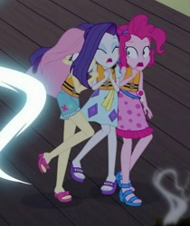 Size: 671x797 | Tagged: safe, imported from derpibooru, screencap, fluttershy, pinkie pie, rarity, equestria girls, equestria girls series, spring breakdown, spoiler:eqg series (season 2), feet, female, lifejacket, scared