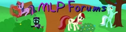Size: 1500x383 | Tagged: artist needed, safe, imported from derpibooru, lyra heartstrings, roseluck, twilight sparkle, oc, oc:nyx, alicorn, pony, banner, basket, book, bush, easter, easter basket, easter egg, holiday, logo, magic, mlpforums, reading, tree, twilight sparkle (alicorn), watering, watering can