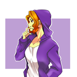 Size: 1000x1000 | Tagged: safe, artist:raika0306, imported from derpibooru, adagio dazzle, equestria girls, clothes, female, hoodie, looking away, solo