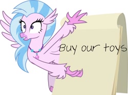Size: 1024x760 | Tagged: safe, imported from derpibooru, silverstream, hippogriff, uprooted, buy our toys, desperate, female, solo