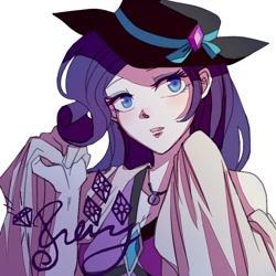 Size: 1000x1000 | Tagged: safe, artist:dez, imported from derpibooru, rarity, equestria girls, female, hat, looking at you, solo