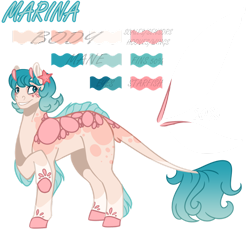 Size: 1280x1182 | Tagged: safe, artist:sketchthebluepegasus, imported from derpibooru, oc, oc only, oc:marina, grottoling, original species, skimmer, female, reference sheet, solo