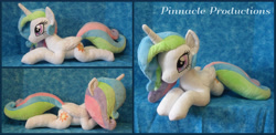 Size: 4500x2200 | Tagged: safe, artist:bluedragonflyplush, imported from derpibooru, princess celestia, alicorn, pony, female, folded wings, horn, irl, mare, photo, plushie, prone, solo, wings, young celestia