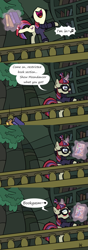 Size: 2039x5784 | Tagged: safe, artist:pony4koma, imported from derpibooru, moondancer, pony, book, bookgasm, bookhorse, breaking and entering, canterlot, clothes, glasses, konosuba, library, magic, sweater