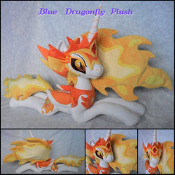 Size: 2200x2200 | Tagged: safe, artist:bluedragonflyplush, imported from derpibooru, daybreaker, alicorn, pony, female, folded wings, horn, irl, mare, photo, plushie, prone, slit eyes, slit pupils, solo, wings