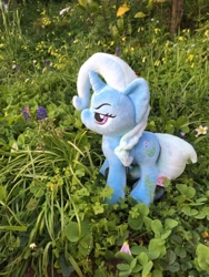 Size: 540x720 | Tagged: safe, imported from derpibooru, trixie, pony, unicorn, 4de, female, grass, mare, photo, plushie, solo