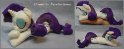 Size: 5000x2000 | Tagged: safe, artist:bluedragonflyplush, imported from derpibooru, rarity, pony, unicorn, eyes closed, eyeshadow, female, hand, irl, makeup, mare, photo, plushie, prone, sleeping, solo