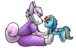 Size: 1500x1026 | Tagged: safe, artist:medicatedcannibal, imported from derpibooru, rainbow dash, oc, anthro, fox, anthro oc, cute, listening, playing doctor, smiling, stethoscope