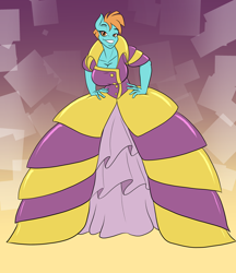 Size: 2850x3300 | Tagged: safe, artist:toughset, imported from derpibooru, anthro, earth pony, rarity takes manehattan, abstract background, background pony, breasts, cleavage, clothes, dress, female, gown, latex dress, solo, tangerine tassels