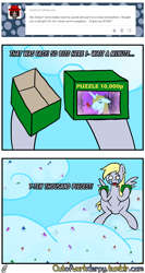 Size: 1280x2402 | Tagged: safe, artist:outofworkderpy, imported from derpibooru, derpy hooves, ditzy doo, pegasus, pony, comic:out of work derpy, cloud, comic, crying, female, mare, outofworkderpy, puzzle, solo, tumblr, tumblr comic