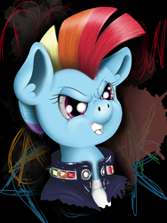 Size: 768x1024 | Tagged: safe, artist:valemjj, imported from derpibooru, rainbow dash, pony, punk, rainbow punk, redraw