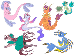 Size: 1280x960 | Tagged: safe, artist:agent-sketch-pad, imported from derpibooru, gallus, ocellus, sandbar, silverstream, smolder, yona, jellyfish, sea dragon, seapony (g4), turtle, cute, diaocelles, diastreamies, eyes closed, gallabetes, lionfish, no catchlights, profile, sandabetes, seadragon, seaponified, seapony gallus, seapony ocellus, seapony sandbar, seapony silverstream, simple background, smolderbetes, species swap, student six, white background, yonadorable