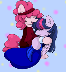 Size: 3192x3448 | Tagged: safe, artist:mississippikite, imported from derpibooru, pinkie pie, twilight sparkle, alicorn, earth pony, pony, 30 day otp challenge, clothes, cosplay, costume, crossover, cute, diapinkes, eyes closed, female, happy, lesbian, missing horn, open mouth, ruby, ruby (steven universe), rupphire, sapphire, sapphire (steven universe), shipping, smiling, steven universe, twiabetes, twilight sparkle (alicorn), twinkie