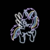 Size: 800x799 | Tagged: safe, artist:skycloud, imported from derpibooru, oc, oc only, oc:twinkle starstone, alicorn, pony, alicorn oc, glow, glowing, horn, looking back, neon, no eyes, smiling, spread wings, two toned wings, wings