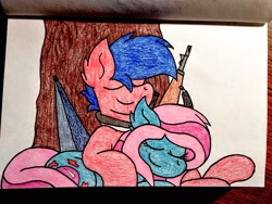 Size: 2560x1920 | Tagged: safe, artist:thebadbadger, imported from derpibooru, oc, oc:bubblegum, oc:phire demon, pony, traditional art